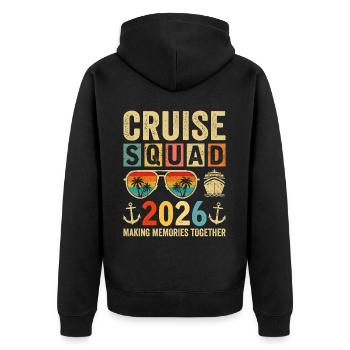 Cruise Squad 2026 - Unisex Premium Bio Zip Hoodie - Schwarz - Hinten - Nico (187cm)