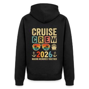 Cruise Crew 2026 - Unisex Premium Organic Zip Hoodie - black - Back - Nico (187cm)