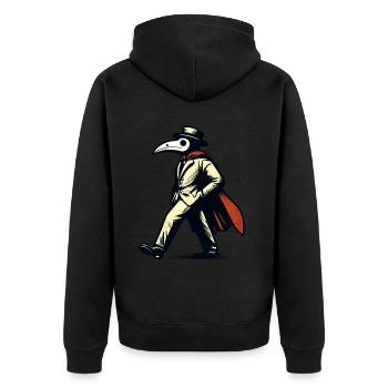 Halloween Kostüm Deko Plague Doctor Okkulte Kunst - Unisex Premium Bio Zip Hoodie - Schwarz - Hinten - Nico (187cm)
