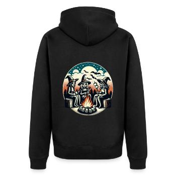 Camping Campfire Vintage Witches Design - Unisex Premium Organic Zip Hoodie - black - Back - Nico (187cm)
