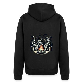 Camping Campfire Vintage Witches Design Retro - Unisex Premium Organic Zip Hoodie - black - Back - Nico (187cm)