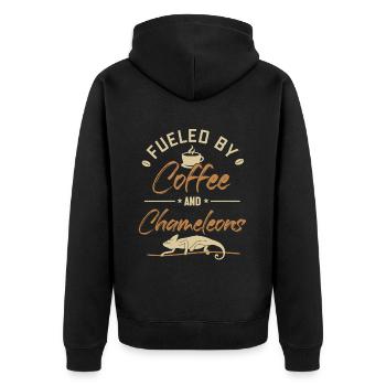 Alimenté par le café et les caméléons Panther voilé - Veste à capuche bio Premium Unisexe - noir - Dos - Nico (187cm)