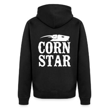 Cornhole Team Bean Bag Player - Unisex Premium Bio Zip Hoodie - Schwarz - Hinten - Nico (187cm)