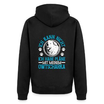 Ovcharka Plans with Caucasian Ovcharka - Unisex Premium Organic Zip Hoodie - black - Back - Nico (187cm)