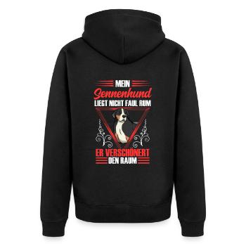 Mountain Dog beautifies space Swiss Mountain Dog - Unisex Premium Organic Zip Hoodie - black - Back - Nico (187cm)