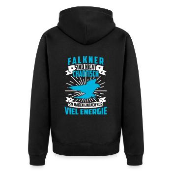 Falkner ist nicht chaotisch Beizjagd Falknerei - Unisex Premium Bio Zip Hoodie - Schwarz - Hinten - Nico (187cm)