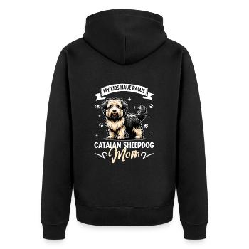 Gos d’Atura Català Mama - Unisex Premium Bio Zip Hoodie - Schwarz - Hinten - Nico (187cm)