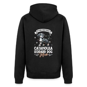 Louisiana Catahoula Leopard Dog Mama - Unisex Premium Bio Zip Hoodie - Schwarz - Hinten - Nico (187cm)