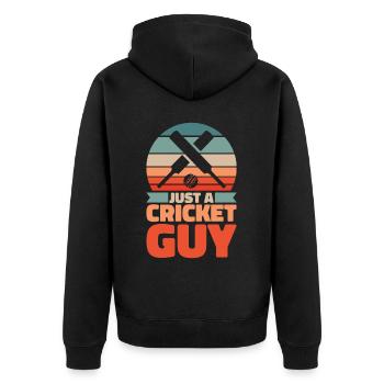 Cricket Just A Cricket Guy - Unisex Premium Organic Zip Hoodie - black - Back - Nico (187cm)