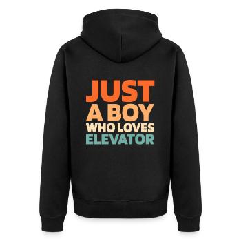 Fahrstuhl Aufzug - Unisex Premium Bio Zip Hoodie - Schwarz - Hinten - Nico (187cm)