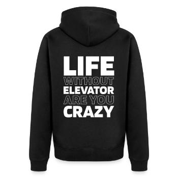 Fahrstuhl Aufzug - Unisex Premium Bio Zip Hoodie - Schwarz - Hinten - Nico (187cm)