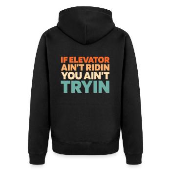 Elevator Elevator - Unisex Premium Organic Zip Hoodie - black - Back - Nico (187cm)