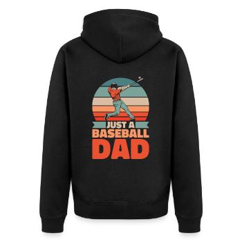 Baseball Vater Just A Baseball Dad - Unisex Premium Bio Zip Hoodie - Schwarz - Hinten - Nico (187cm)
