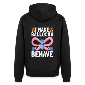 Balloon Twister Ballonkünstler Ballontiere - Unisex Premium Bio Zip Hoodie - Schwarz - Hinten - Nico (187cm)