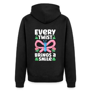 Balloon Twister Ballonkünstler Ballontiere - Unisex Premium Bio Zip Hoodie - Schwarz - Hinten - Nico (187cm)