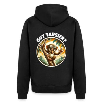 Koboldmaki Sprüche - Unisex Premium Bio Zip Hoodie - Schwarz - Hinten - Nico (187cm)
