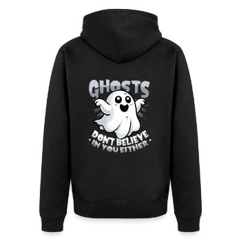 Geister Glauben Auch Nicht An Dich - Unisex Premium Bio Zip Hoodie - Schwarz - Hinten - Nico (187cm)