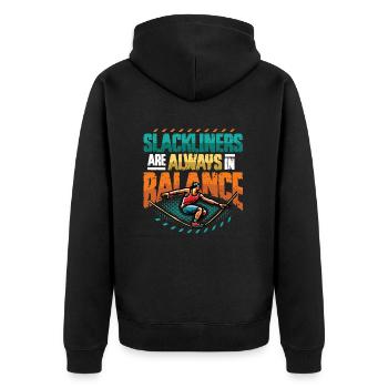 Slackliners Are Always In Balance - Unisex Premium Organic Zip Hoodie - black - Back - Nico (187cm)