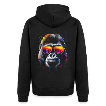 Gorille Lunettes de soleil Singe Coloré Animal Design Imprimer - Veste à capuche bio Premium Unisexe - noir - Dos - Nico (187cm)