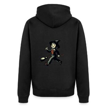 Retro Cartoon Hexen Gruseliges Party Design - Unisex Premium Bio Zip Hoodie - Schwarz - Hinten - Nico (187cm)