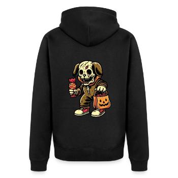Undead Zombie Dog Trick or Treat Halloween - Unisex Premium Organic Zip Hoodie - black - Back - Nico (187cm)