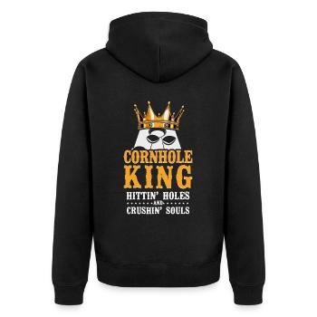 Cornhole Team Bean Bag Player - Unisex Premium Organic Zip Hoodie - black - Back - Nico (187cm)