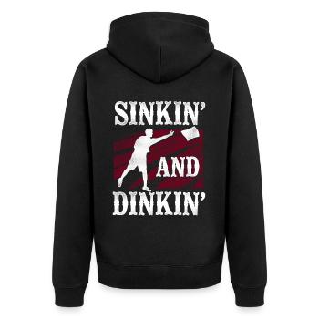 Cornhole Team Bean Bag Player - Unisex Premium Bio Zip Hoodie - Schwarz - Hinten - Nico (187cm)