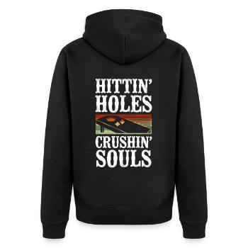 Cornhole Team Bean Bag Player - Unisex Premium Organic Zip Hoodie - black - Back - Nico (187cm)