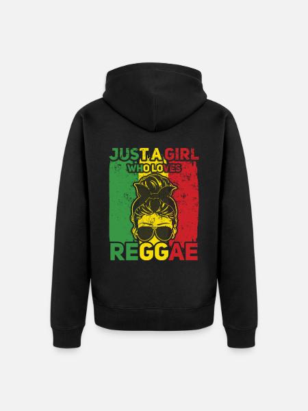 Rastafari Girl, Festival Rasta Jamaika Reggae - Unisex Premium Bio Zip Hoodie - Schwarz