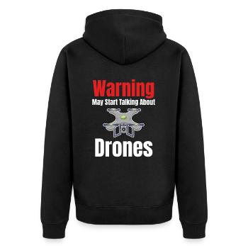 Warning: It may be that drones - Unisex Premium Organic Zip Hoodie - black - Back - Nico (187cm)
