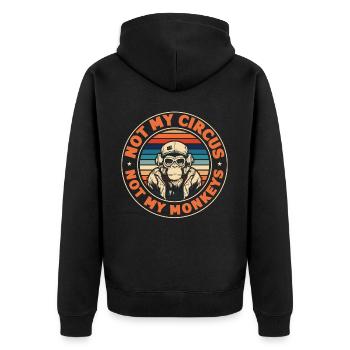 Pas mon cirque, pas mes singes ! - Veste à capuche bio Premium Unisexe - noir - Dos - Nico (187cm)