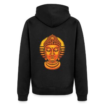 Retro Buddhist Statue Symbol Priest Buddhism - Unisex Premium Organic Zip Hoodie - black - Back - Nico (187cm)