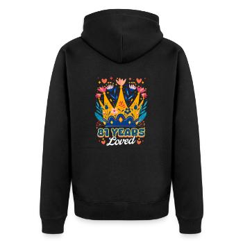 81. Geburtstag 81 Jahre geliebt - Unisex Premium Bio Zip Hoodie - Schwarz - Hinten - Nico (187cm)