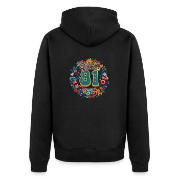 81. Geburtstag mit 81 Jahren von Gott gesegnet - Unisex Premium Bio Zip Hoodie - Schwarz - Hinten - Nico (187cm)