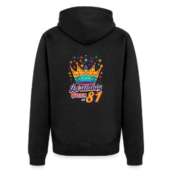 81. Geburtstag Geburtstagskönigin mit 81 - Unisex Premium Bio Zip Hoodie - Schwarz - Hinten - Nico (187cm)