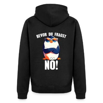 Before you ask: Nope! Sarcasm Funny Penguin - Unisex Premium Organic Zip Hoodie - black - Back - Nico (187cm)
