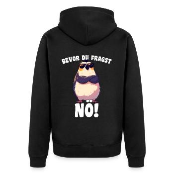 Before you ask: Nope! Sarcasm Cool Penguin - Unisex Premium Organic Zip Hoodie - black - Back - Nico (187cm)