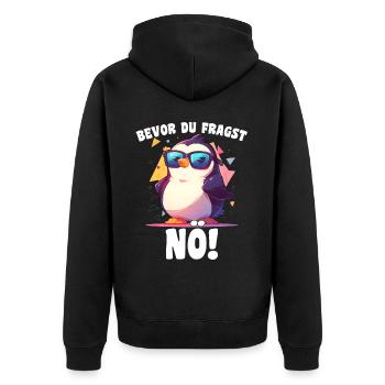 Before you ask: Nope! Penguin Motif Sunglasses - Unisex Premium Organic Zip Hoodie - black - Back - Nico (187cm)