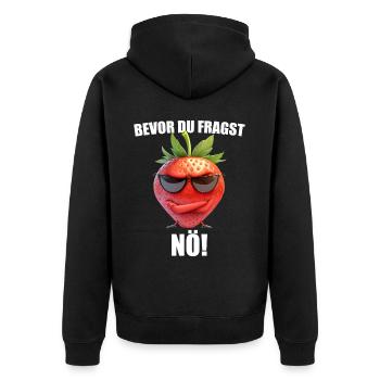 Avant que vous ne demandiez : Non ! Sarcasme graphique de la fraise - Veste à capuche bio Premium Unisexe - noir - Dos - Nico (187cm)