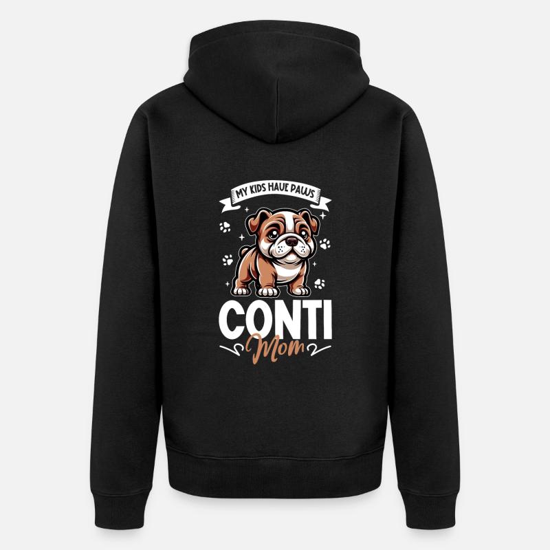 Maman bouledogue continental - Veste à capuche bio Premium Unisexe - noir