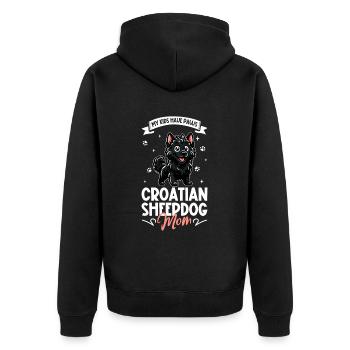 Croatian Shepherd Mom - Unisex Premium Organic Zip Hoodie - black - Back - Nico (187cm)