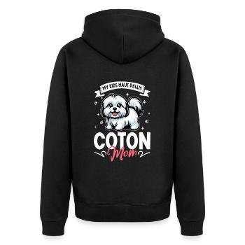 Coton de Tulear Mama - Unisex Premium Organic Zip Hoodie - black - Back - Nico (187cm)
