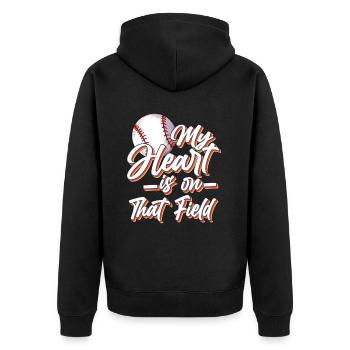 Mother Son Club Baseball Outfit Baseball Mom - Unisex Premium Organic Zip Hoodie - black - Back - Nico (187cm)