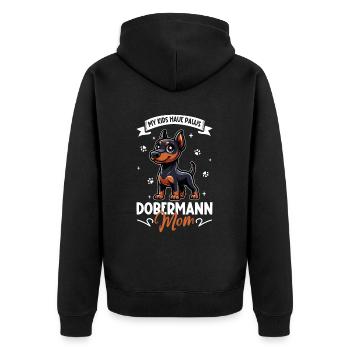 Doberman Mom - Unisex Premium Organic Zip Hoodie - black - Back - Nico (187cm)