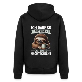 J’ai le droit d’avoir l’air d’avoir un quart de nuit - Veste à capuche bio Premium Unisexe - noir - Dos - Nico (187cm)