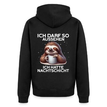 J’ai le droit d’avoir l’air d’avoir un quart de nuit - Veste à capuche bio Premium Unisexe - noir - Dos - Nico (187cm)