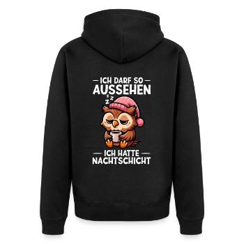 J’ai le droit d’avoir l’air d’avoir un hibou de nuit - Veste à capuche bio Premium Unisexe - noir - Dos - Nico (187cm)