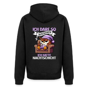 J’ai le droit d’avoir l’air d’avoir un hibou de nuit - Veste à capuche bio Premium Unisexe - noir - Dos - Nico (187cm)