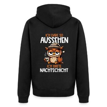 J’ai le droit d’avoir l’air d’avoir un hibou de nuit - Veste à capuche bio Premium Unisexe - noir - Dos - Nico (187cm)