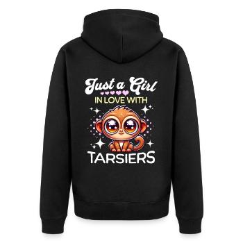 Koboldmaki Mädchen Tarsier - Unisex Premium Bio Zip Hoodie - Schwarz - Hinten - Nico (187cm)